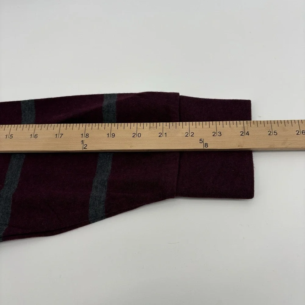 Polo Ralph Lauren Mens 1/4 Zip Sweater Long Sleeve Maroon Red Gray Striped SZ Sm
